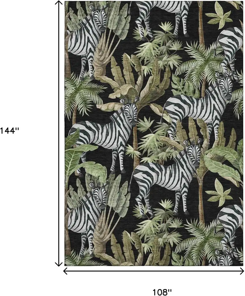 Midnight Green And Brown Geometric Washable Area Rug With UV Protection Photo 3