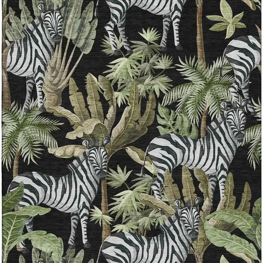 Midnight Green And Brown Geometric Washable Area Rug With UV Protection Photo 5