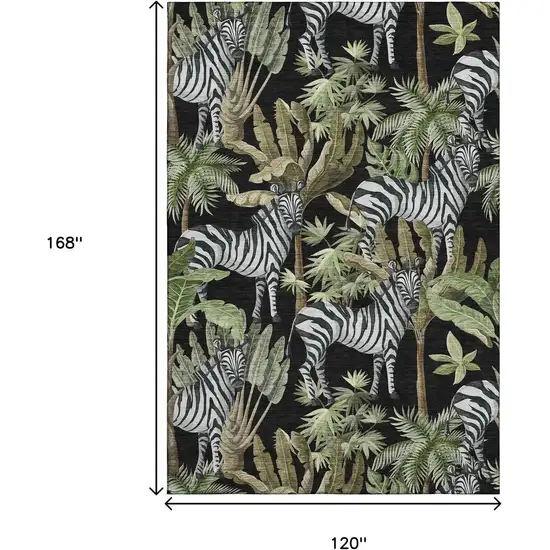 Midnight Green And Brown Geometric Washable Area Rug With UV Protection Photo 3