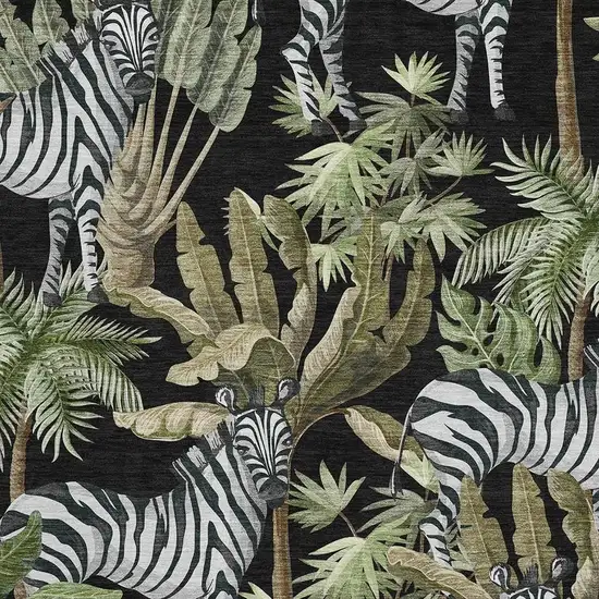 Midnight Green And Brown Geometric Washable Area Rug With UV Protection Photo 4