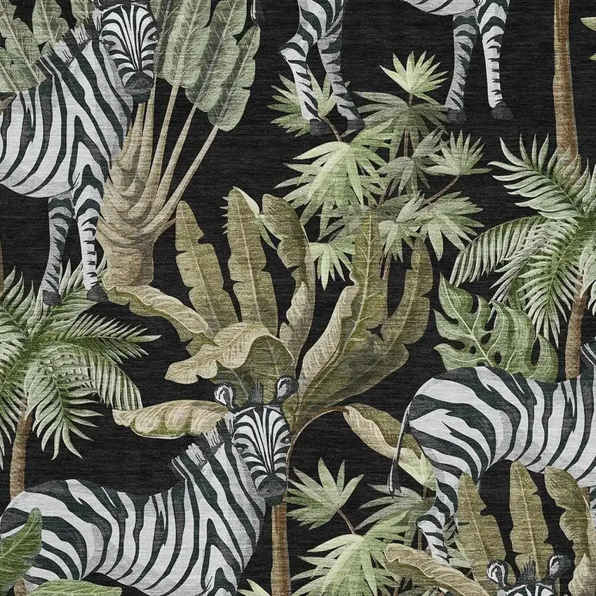 Midnight Green And Brown Geometric Washable Area Rug With UV Protection Photo 4