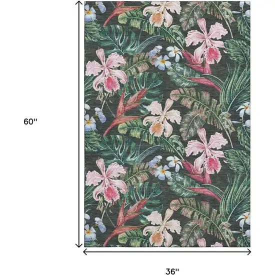 Midnight Green And Pink Geometric Washable Area Rug With UV Protection Photo 3