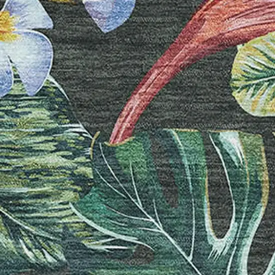 Midnight Green And Pink Geometric Washable Area Rug With UV Protection Photo 4