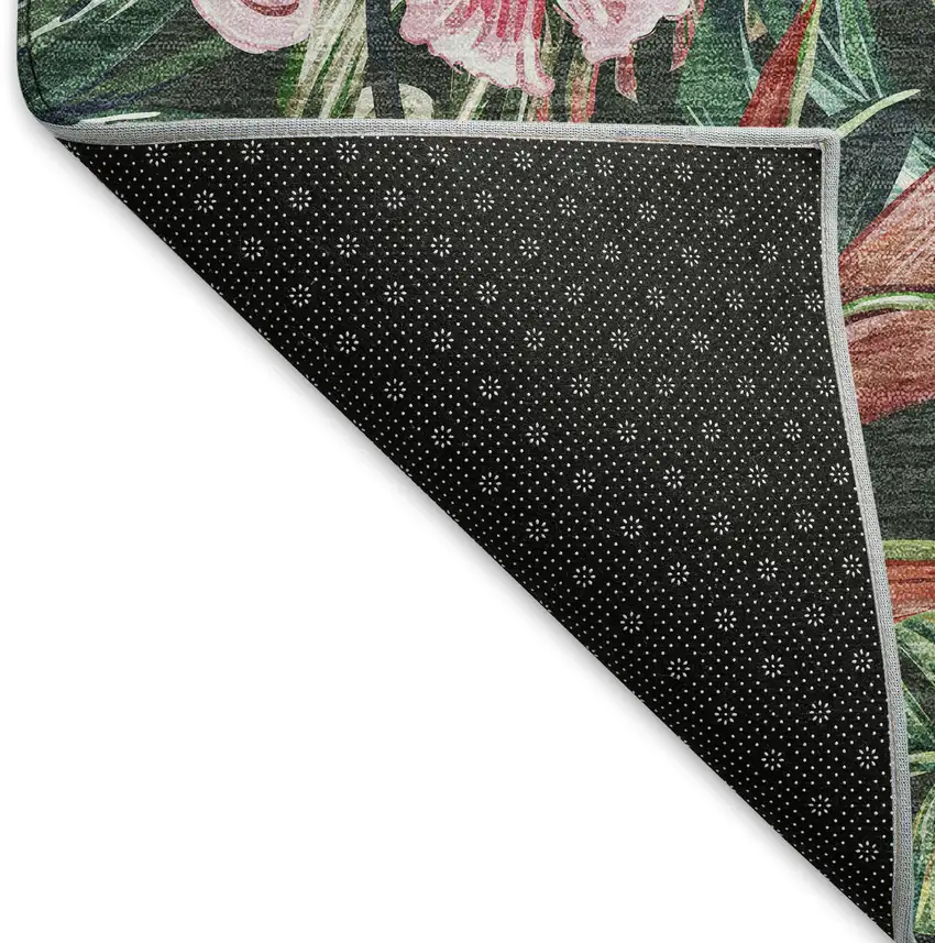 Midnight Green And Pink Geometric Washable Area Rug With UV Protection Photo 8