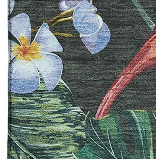 Midnight Green And Pink Geometric Washable Area Rug With UV Protection Photo 4