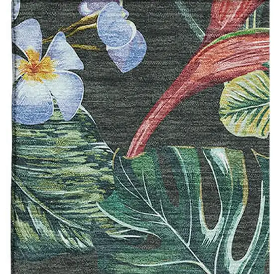 Midnight Green And Pink Geometric Washable Area Rug With UV Protection Photo 5