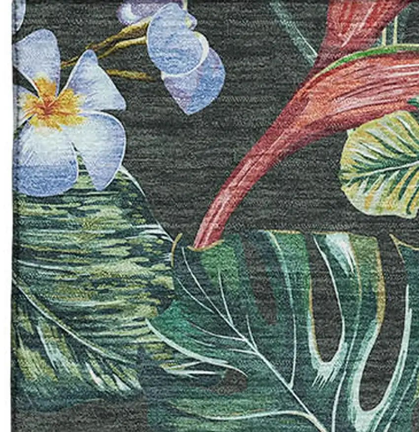 Midnight Green And Pink Geometric Washable Area Rug With UV Protection Photo 5