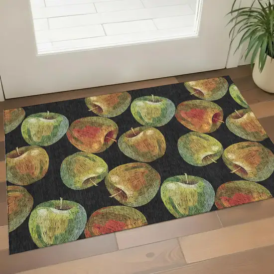 Midnight Green And Red Geometric Washable Area Rug With UV Protection Photo 1