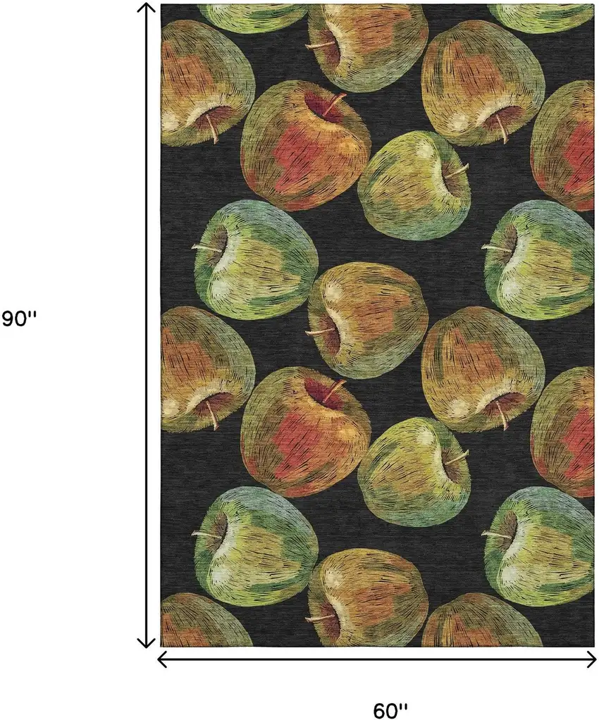 Midnight Green And Red Geometric Washable Area Rug With UV Protection Photo 3