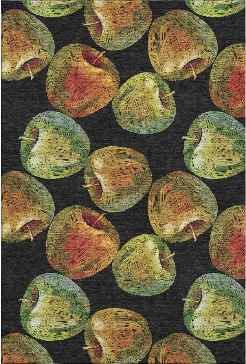 Midnight Green And Red Geometric Washable Area Rug With UV Protection Photo 2