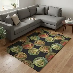 Photo of Midnight Green And Red Geometric Washable Area Rug With UV Protection