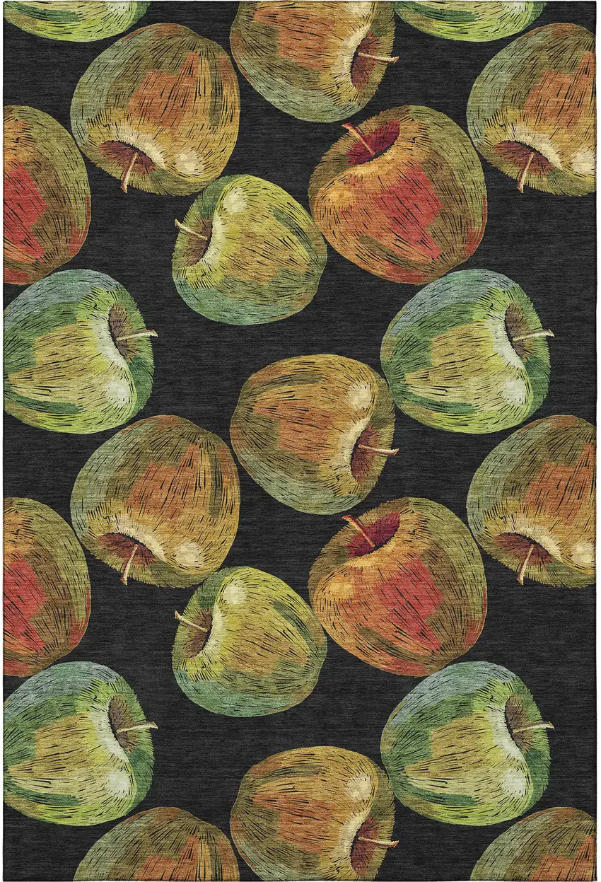 Midnight Green And Red Geometric Washable Area Rug With UV Protection Photo 4