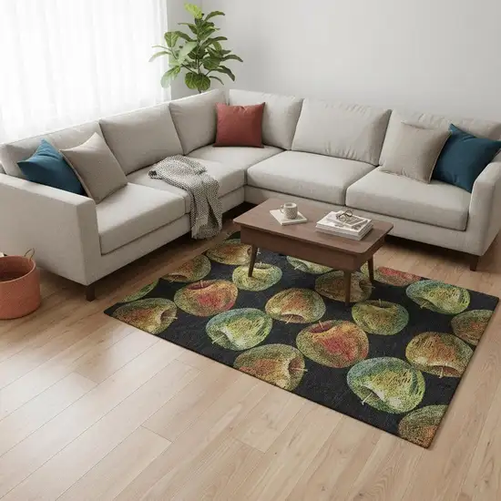 Midnight Green And Red Geometric Washable Area Rug With UV Protection Photo 1