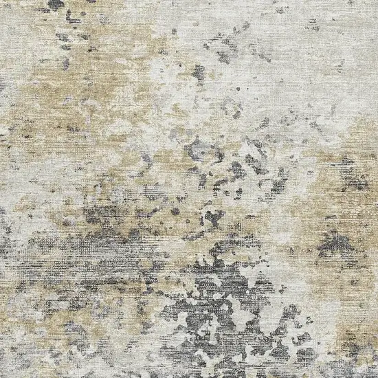 Midnight Ivory And Beige Abstract Washable Area Rug With UV Protection Photo 4