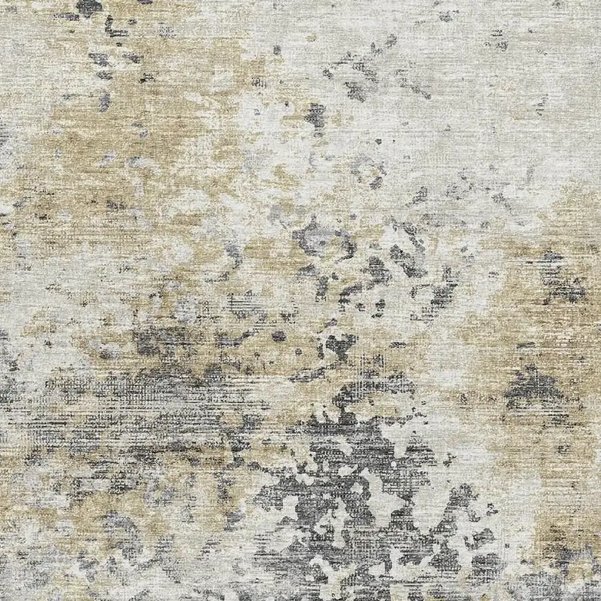 Midnight Ivory And Beige Abstract Washable Area Rug With UV Protection Photo 4