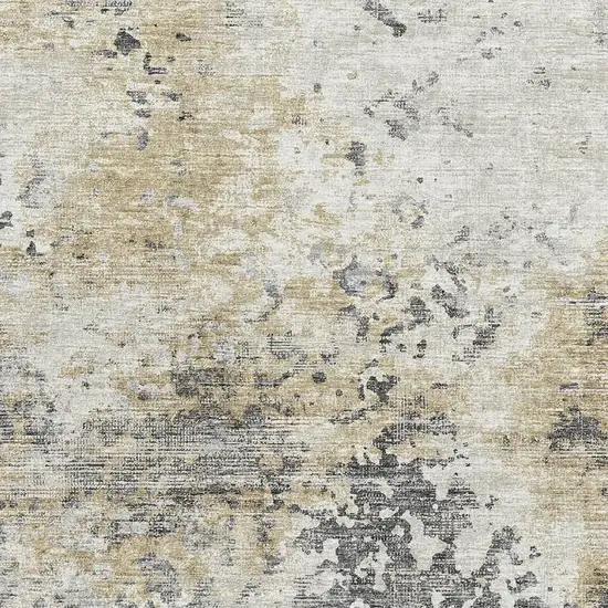 Midnight Ivory And Beige Abstract Washable Area Rug With UV Protection Photo 4