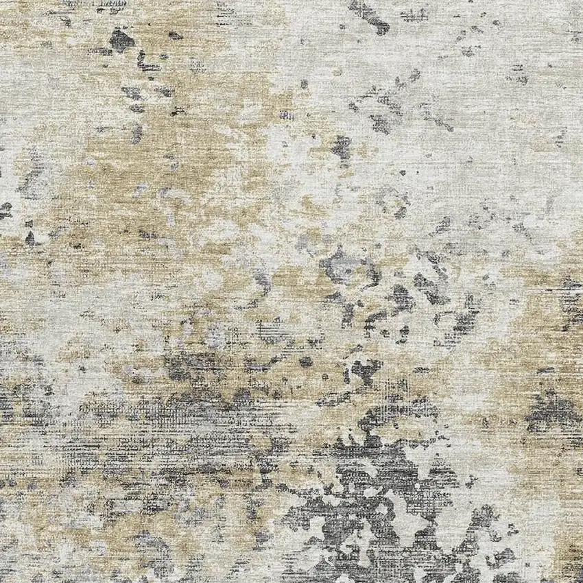 Midnight Ivory And Beige Abstract Washable Area Rug With UV Protection Photo 4