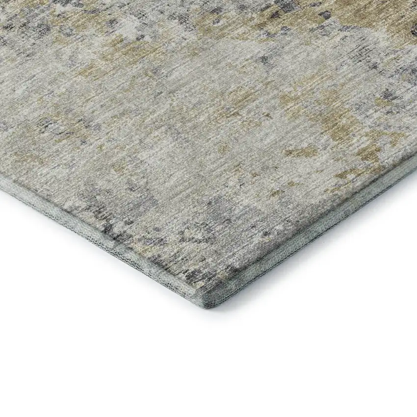 Midnight Ivory And Beige Abstract Washable Area Rug With UV Protection Photo 8