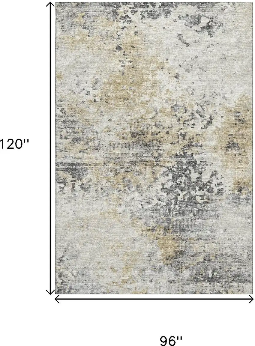 Midnight Ivory And Beige Abstract Washable Area Rug With UV Protection Photo 3