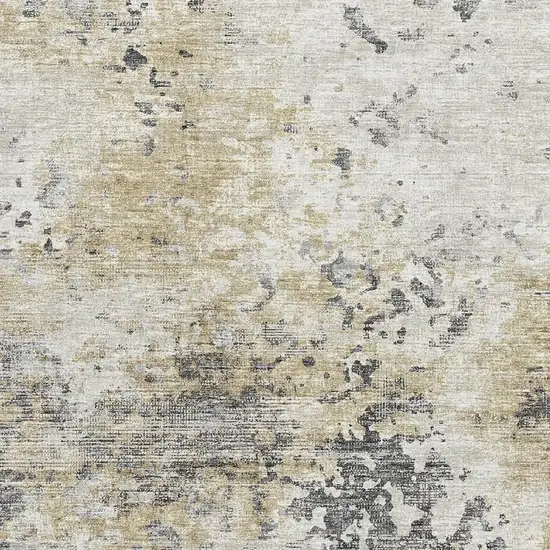 Midnight Ivory And Beige Abstract Washable Area Rug With UV Protection Photo 4