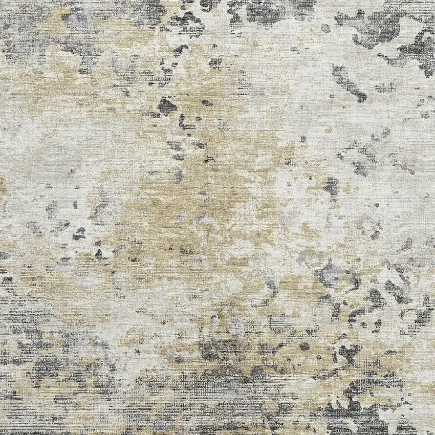 Midnight Ivory And Beige Abstract Washable Area Rug With UV Protection Photo 4