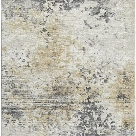 Midnight Ivory And Beige Abstract Washable Area Rug With UV Protection Photo 5
