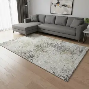 Photo of Midnight Ivory And Beige Abstract Washable Area Rug With UV Protection