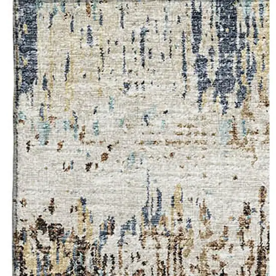 Midnight Ivory And Beige Abstract Washable Indoor Outdoor Area Rug Photo 5