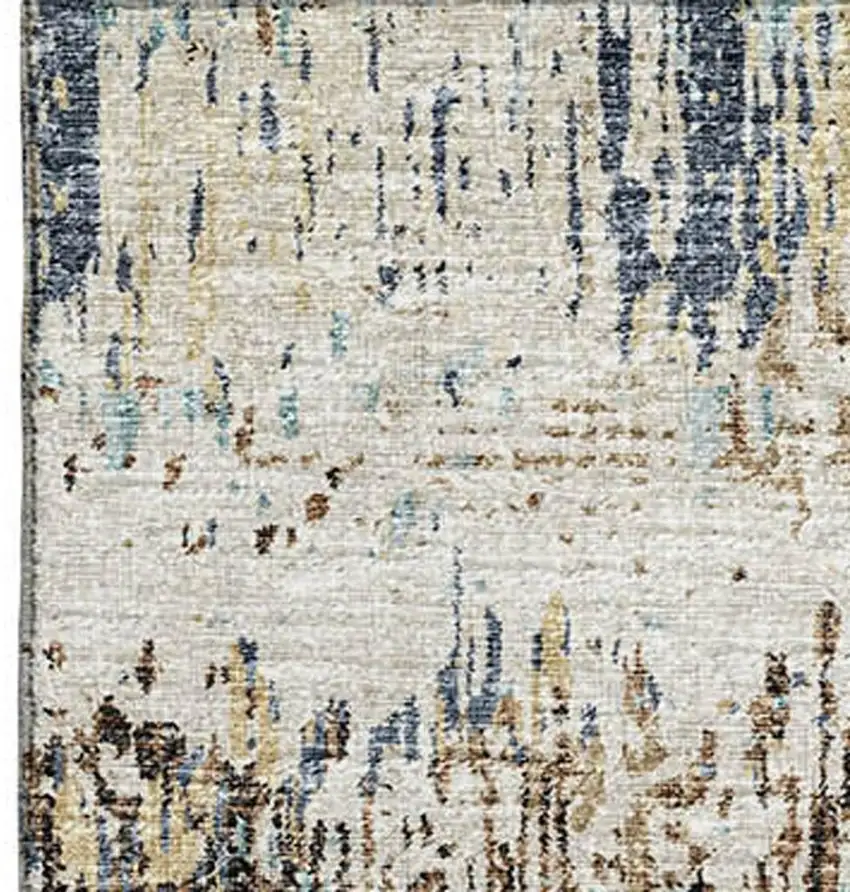 Midnight Ivory And Beige Abstract Washable Indoor Outdoor Area Rug Photo 5