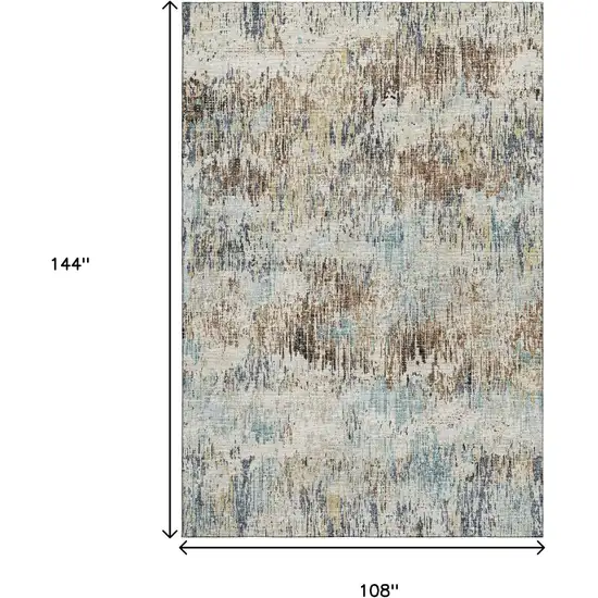 Midnight Ivory And Beige Abstract Washable Indoor Outdoor Area Rug Photo 3