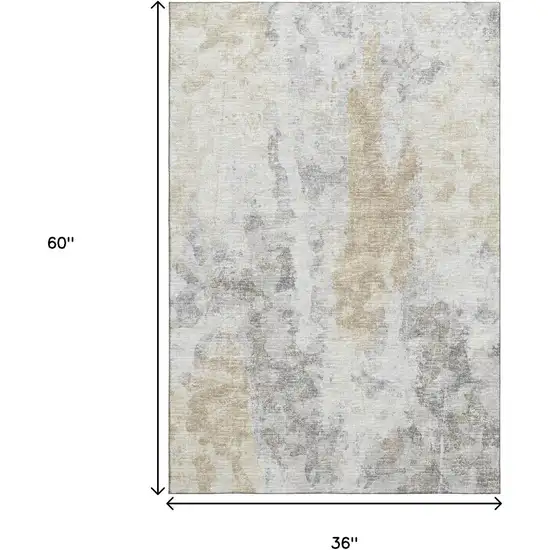 Midnight Ivory And Beige Abstract Washable Indoor Outdoor Area Rug Photo 3