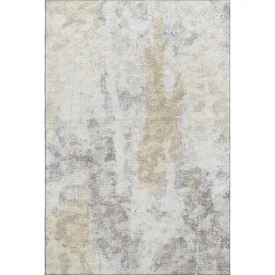 Midnight Ivory And Beige Abstract Washable Indoor Outdoor Area Rug Photo 2