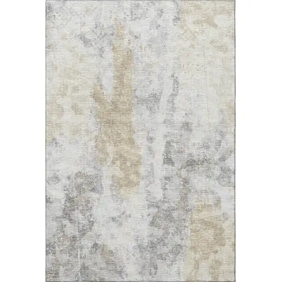 Midnight Ivory And Beige Abstract Washable Indoor Outdoor Area Rug Photo 4