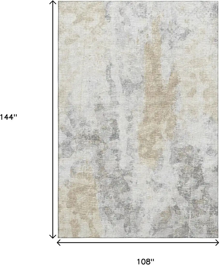 Midnight Ivory And Beige Abstract Washable Indoor Outdoor Area Rug Photo 3