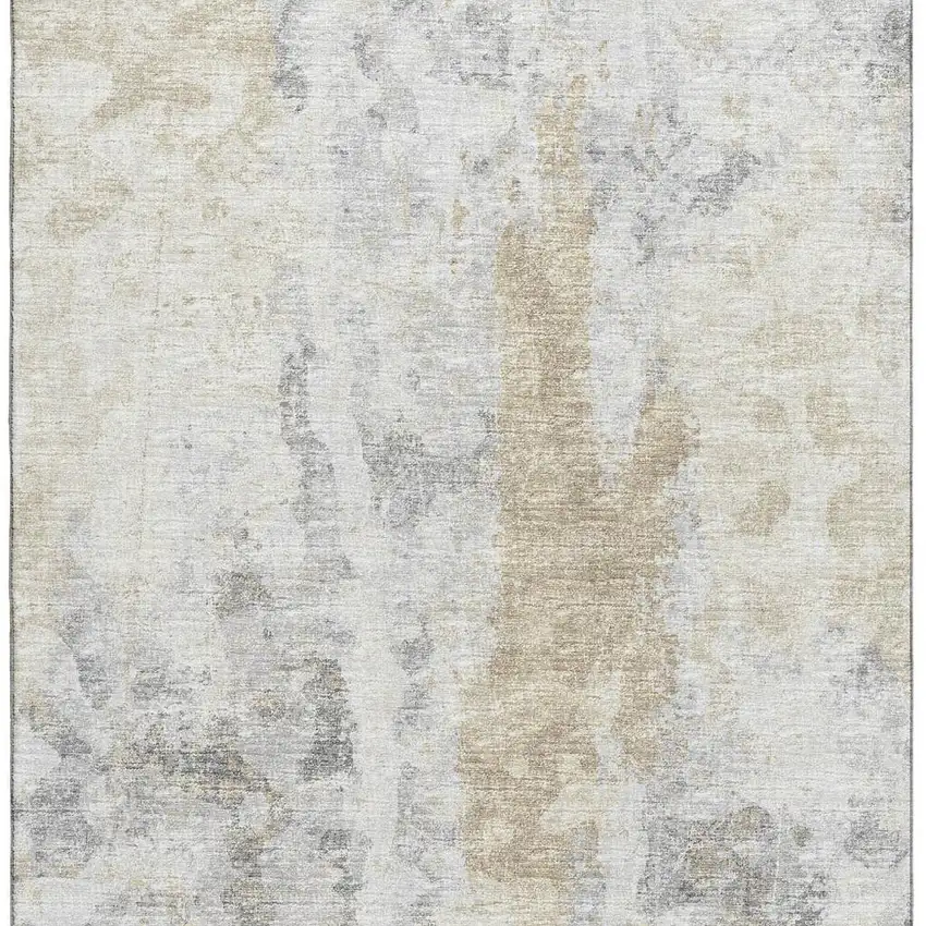 Midnight Ivory And Beige Abstract Washable Indoor Outdoor Area Rug Photo 4