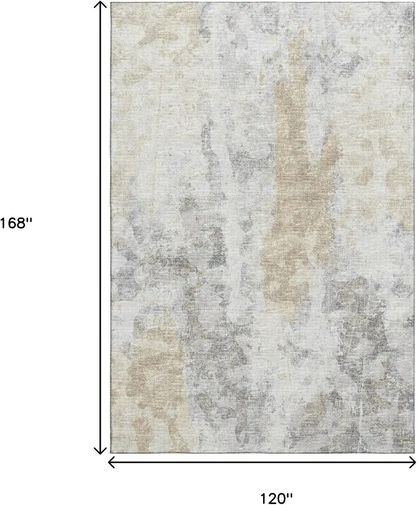 Midnight Ivory And Beige Abstract Washable Indoor Outdoor Area Rug Photo 3