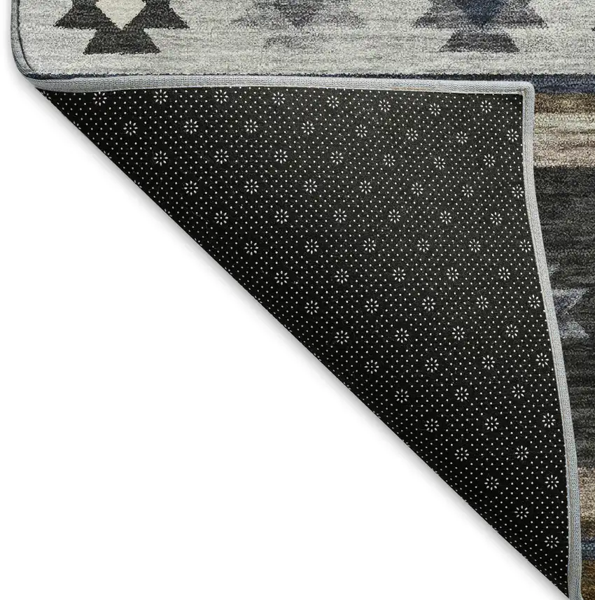 Midnight Ivory And Beige Geometric Washable Area Rug With UV Protection Photo 9