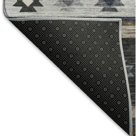 Midnight Ivory And Beige Geometric Washable Area Rug With UV Protection Photo 7