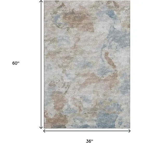 Midnight Ivory And Coffee Abstract Washable Indoor Outdoor Area Rug Photo 3