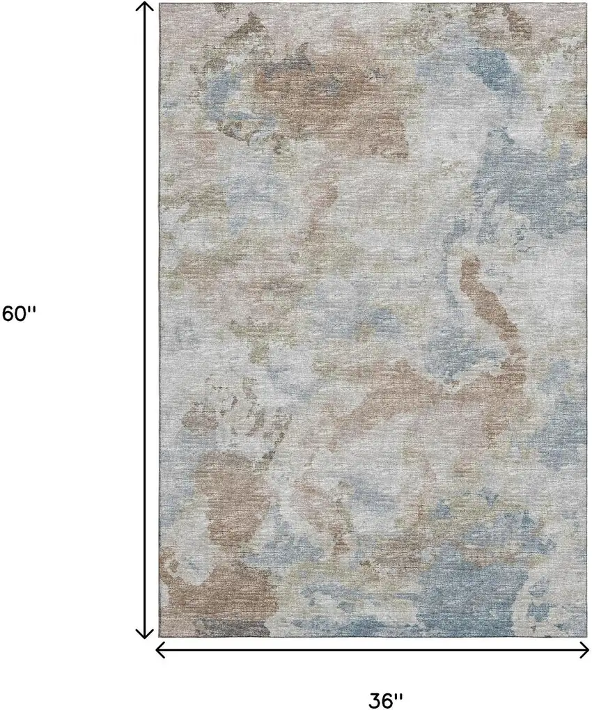 Midnight Ivory And Coffee Abstract Washable Indoor Outdoor Area Rug Photo 3