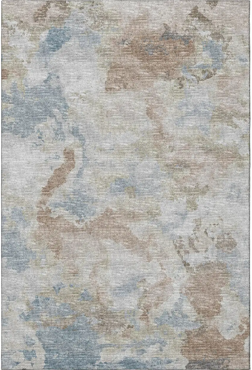 Midnight Ivory And Coffee Abstract Washable Indoor Outdoor Area Rug Photo 4