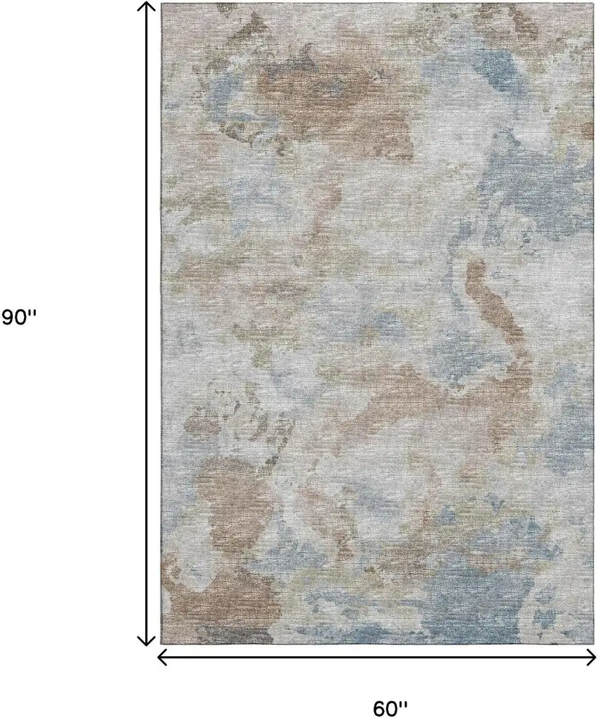 Midnight Ivory And Coffee Abstract Washable Indoor Outdoor Area Rug Photo 3