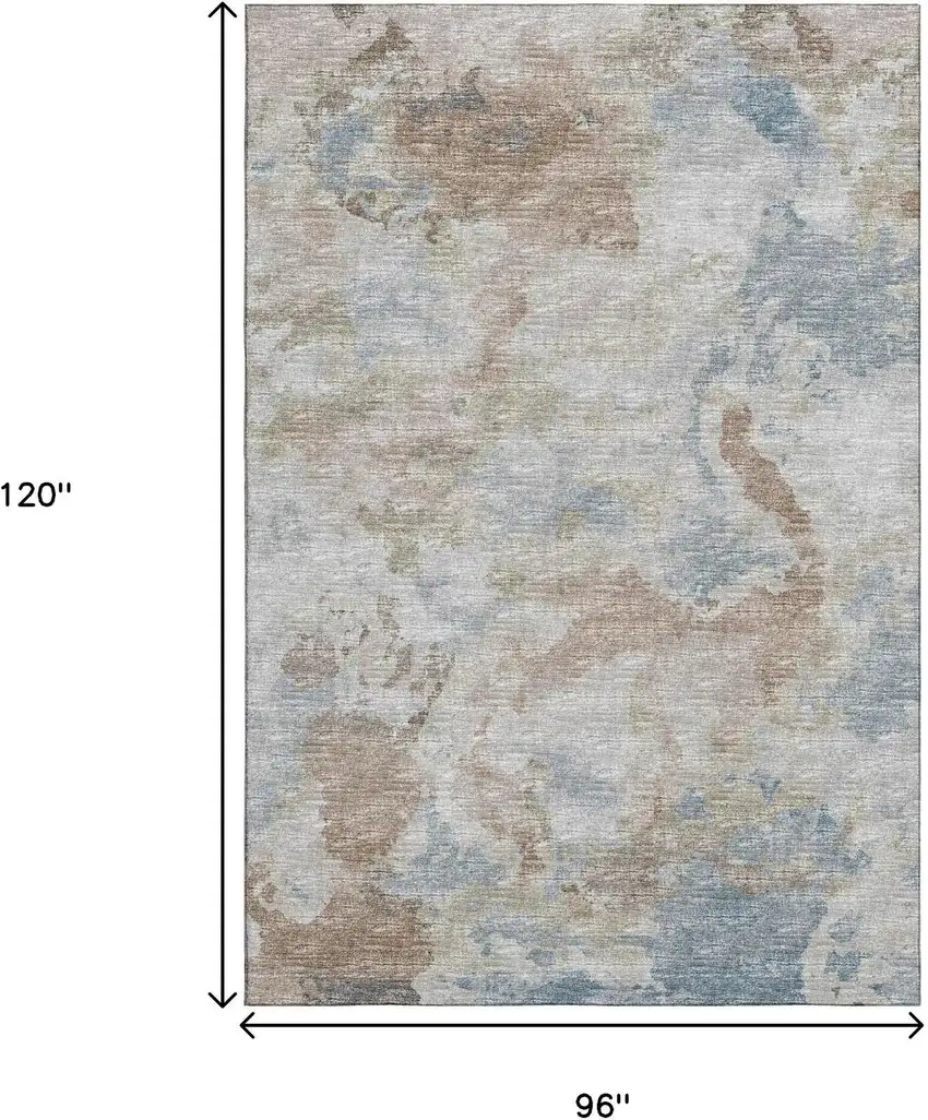 Midnight Ivory And Coffee Abstract Washable Indoor Outdoor Area Rug Photo 3