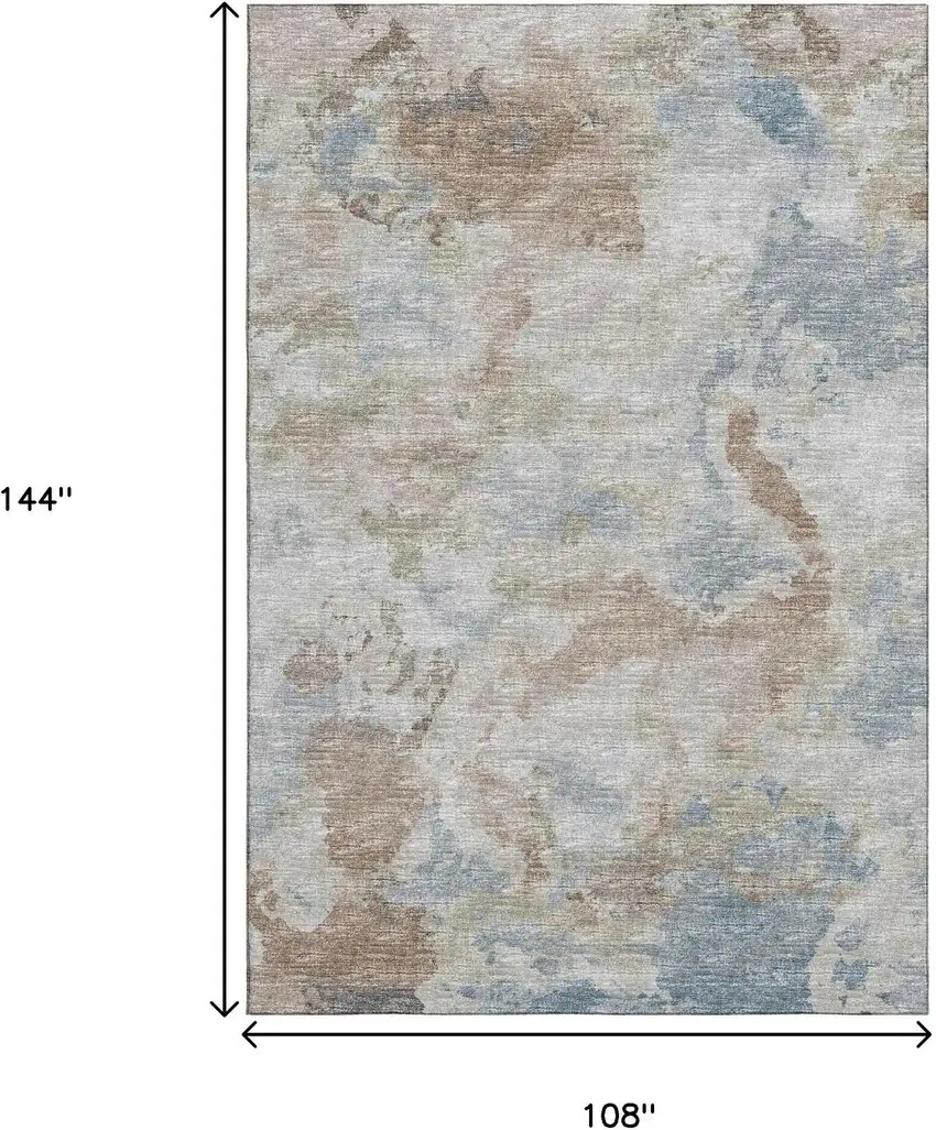 Midnight Ivory And Coffee Abstract Washable Indoor Outdoor Area Rug Photo 3