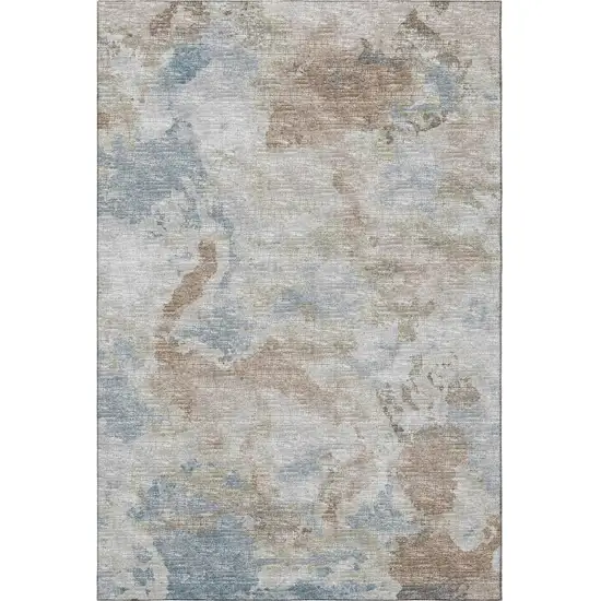 Midnight Ivory And Coffee Abstract Washable Indoor Outdoor Area Rug Photo 4