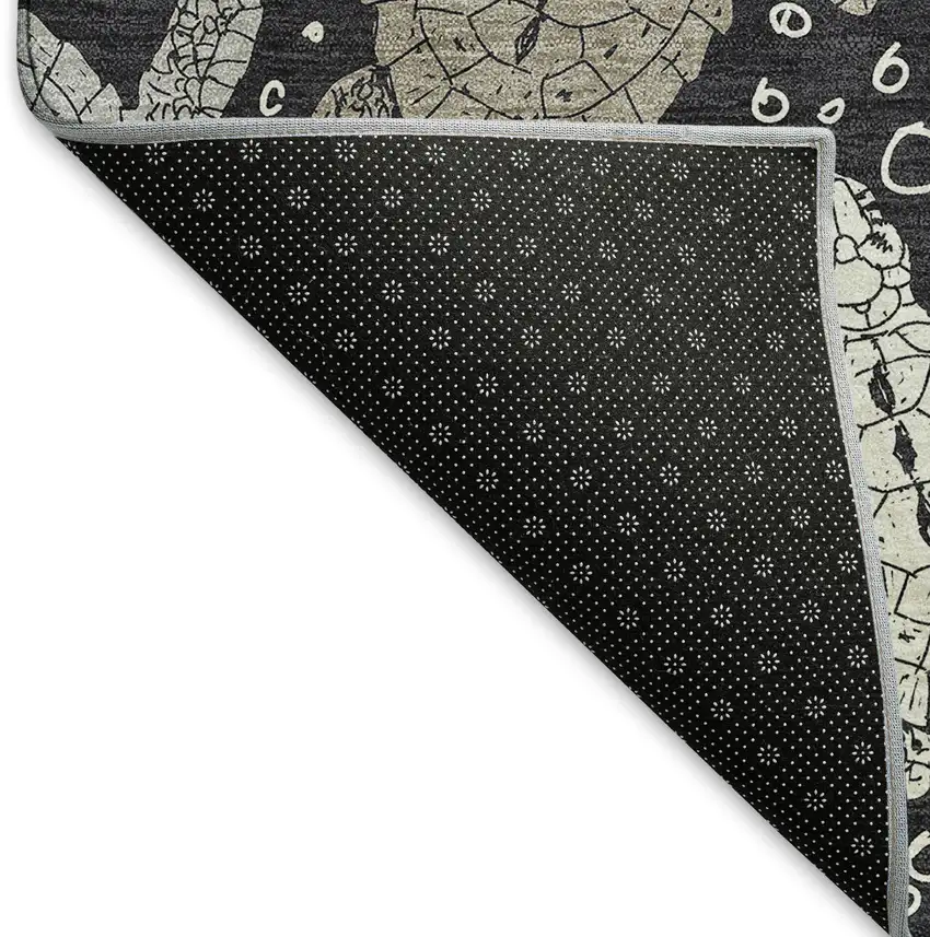 Midnight Ivory And Gray Geometric Washable Area Rug With UV Protection Photo 7