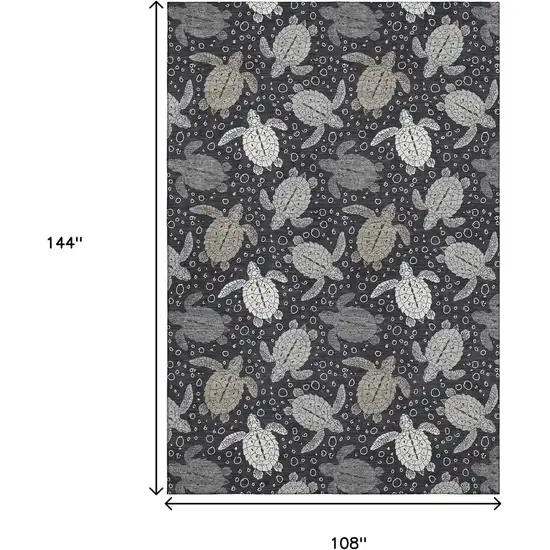 Midnight Ivory And Gray Geometric Washable Area Rug With UV Protection Photo 3