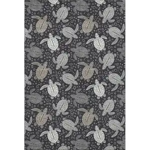 Photo of Midnight Ivory And Gray Geometric Washable Area Rug With UV Protection