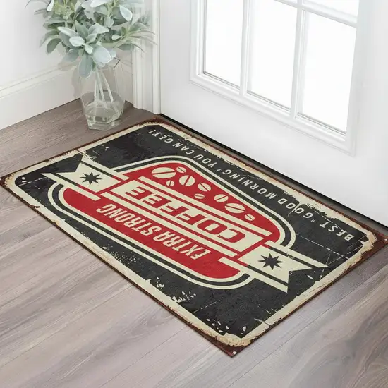 Midnight Red And Ivory Geometric Washable Area Rug With UV Protection Photo 1