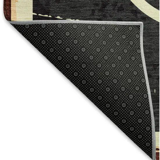 Midnight Red And Ivory Geometric Washable Area Rug With UV Protection Photo 6